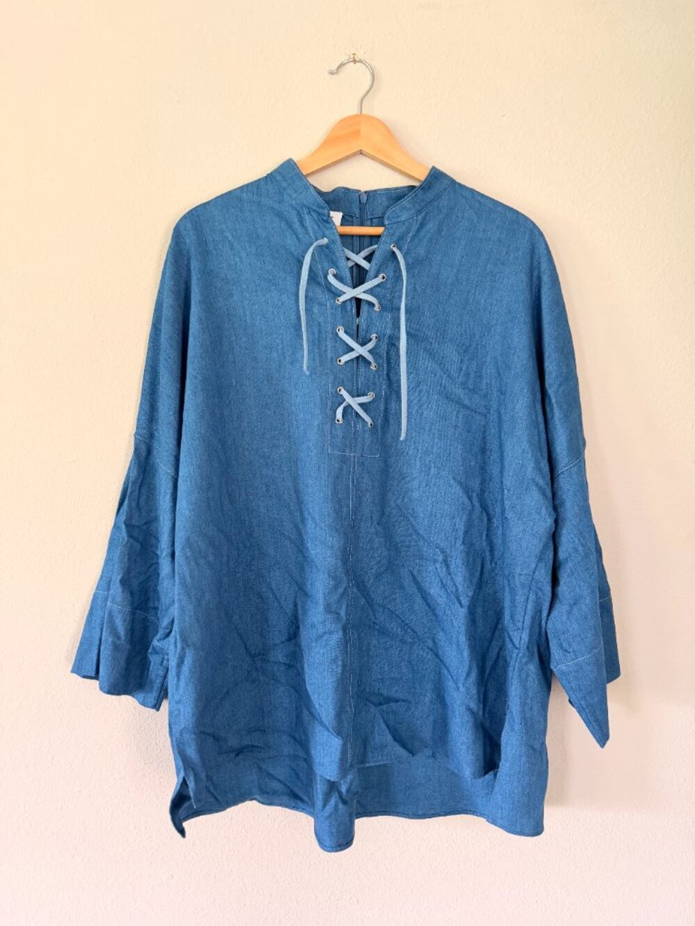 Akris Punto Denim Chambray Laced Tunic size 16 - Picture 2 of 7